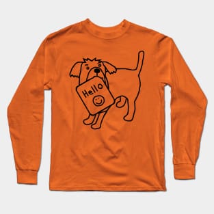 Cute Dog Says Hello Outline Long Sleeve T-Shirt